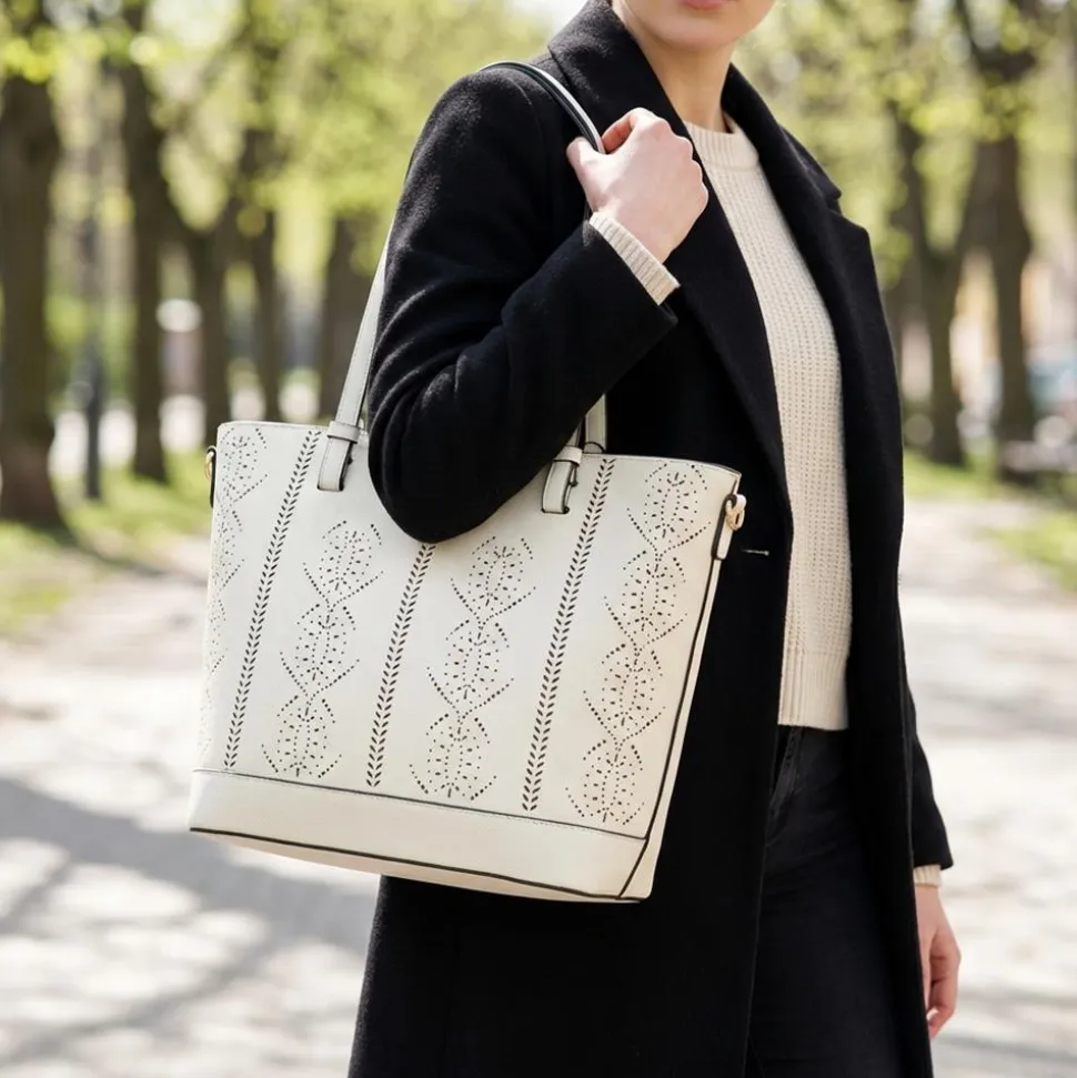 Classic Detail Tote Bag - Cream