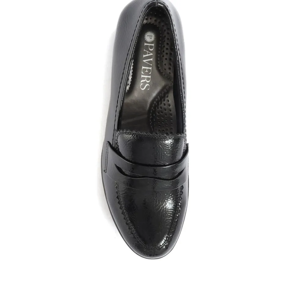 Classic Patent Wedge Loafers - Black Patent