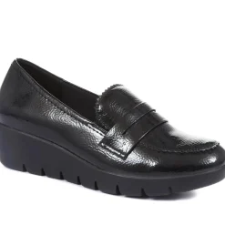 Classic Patent Wedge Loafers - Black Patent
