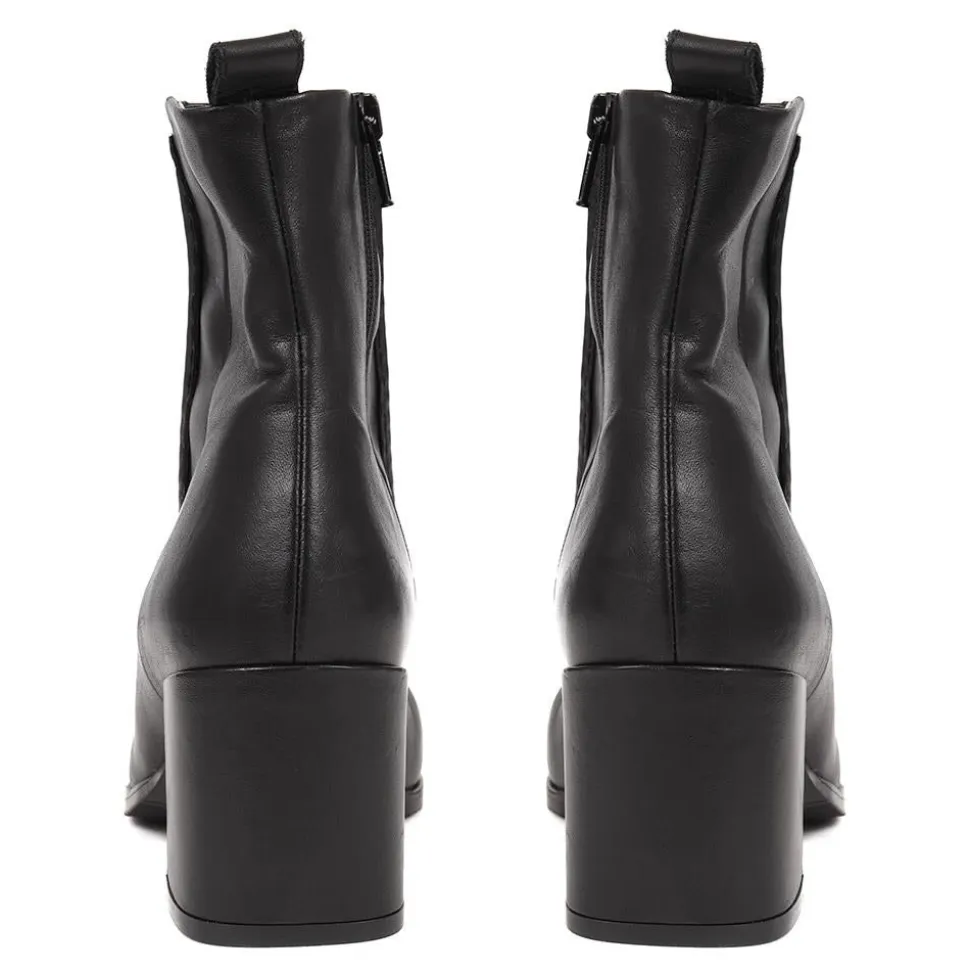 Clementina Apron Front Seam Ankle Boots - Black