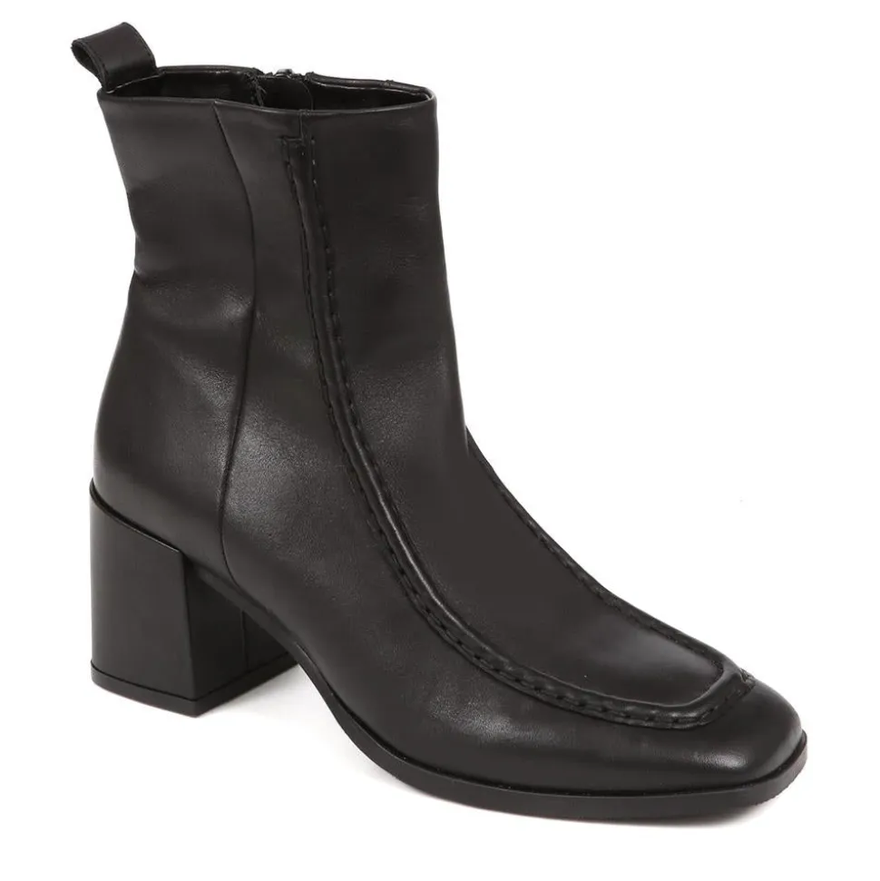 Clementina Apron Front Seam Ankle Boots - Black