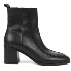 Clementina Apron Front Seam Ankle Boots - Black