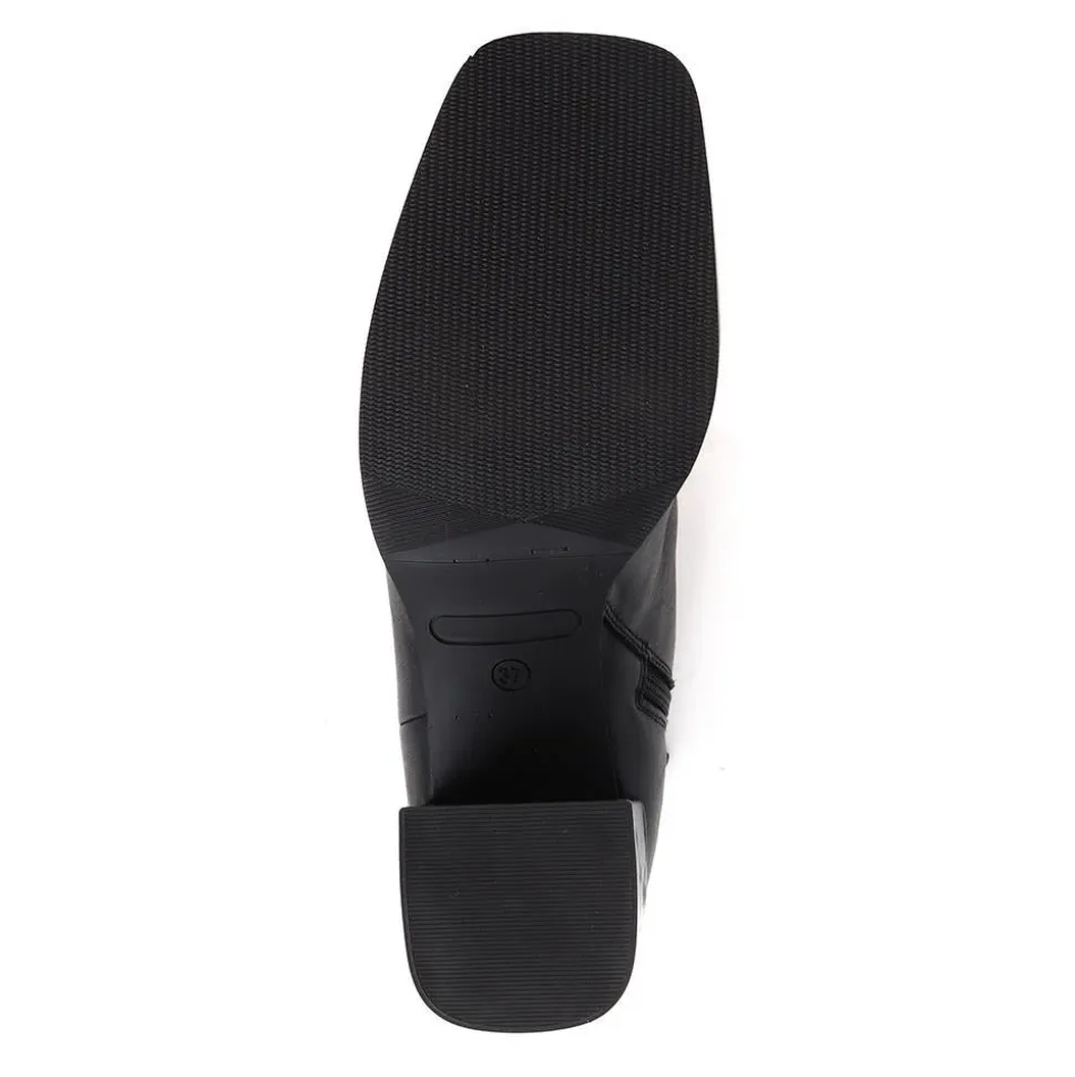 Clementina Apron Front Seam Ankle Boots - Black