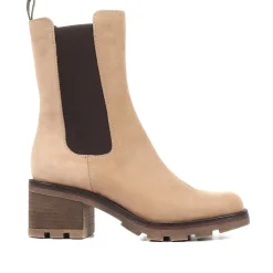 Clemenzia Block Heeled Chelsea Boots - Beige Nubuck