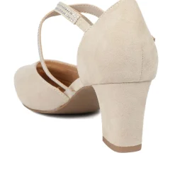Closed-Toe Block Heels - Beige