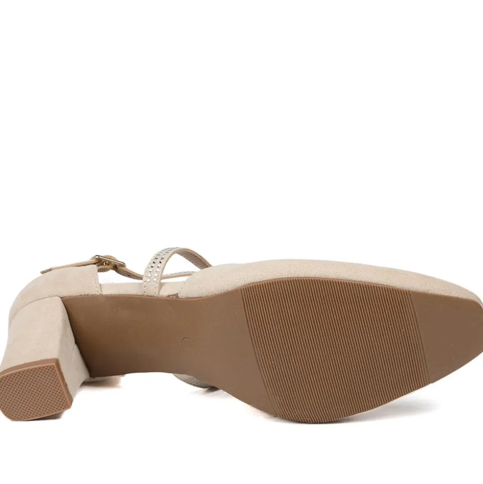 Closed-Toe Block Heels - Beige