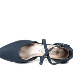 Closed-Toe Block Heels - Navy