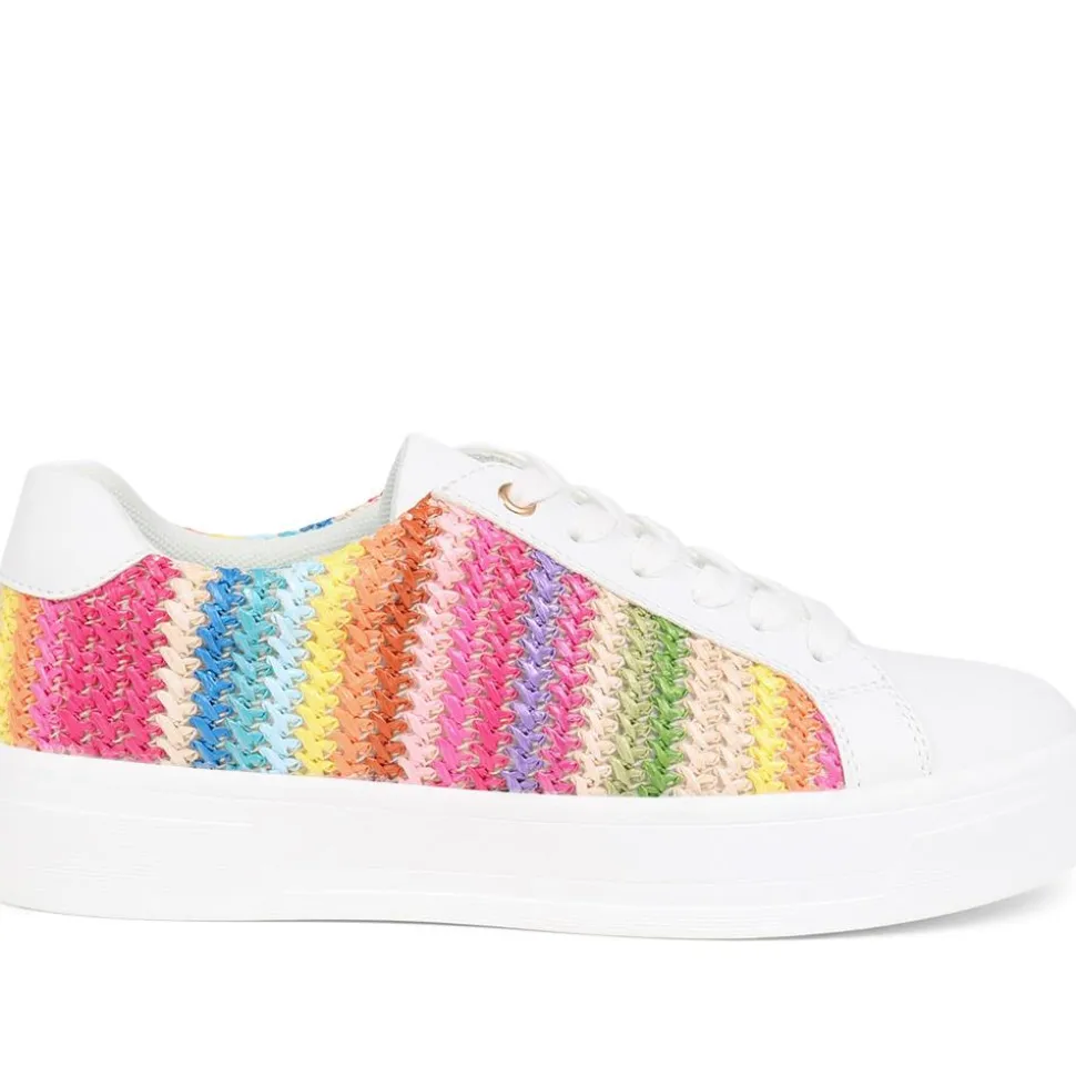 Colourful Lace-Up Trainers - White Multi