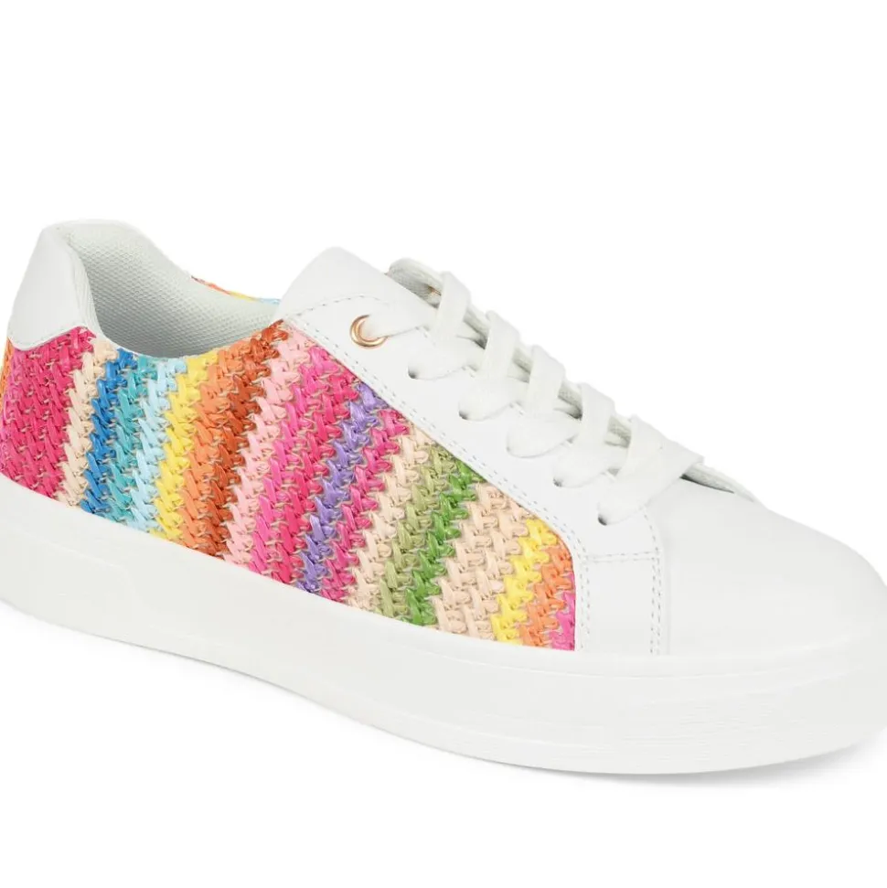 Colourful Lace-Up Trainers - White Multi