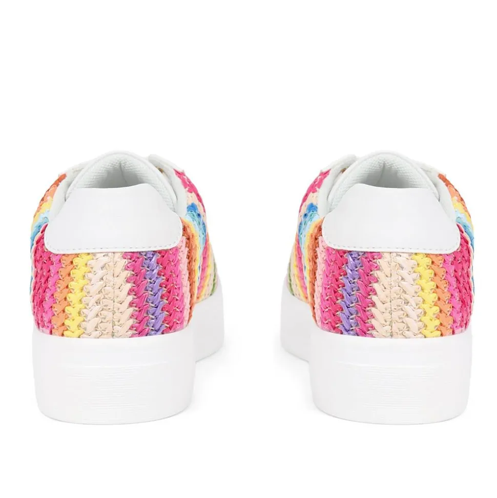 Colourful Lace-Up Trainers - White Multi
