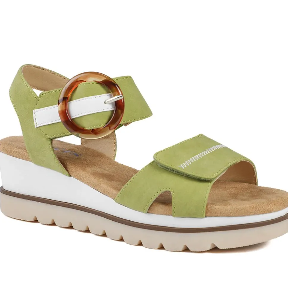 Comfortable Wedge Heel Sandals - Lime