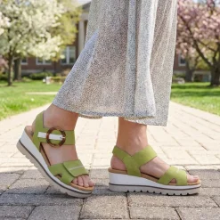 Comfortable Wedge Heel Sandals - Lime