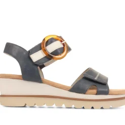 Comfortable Wedge Heel Sandals - Navy