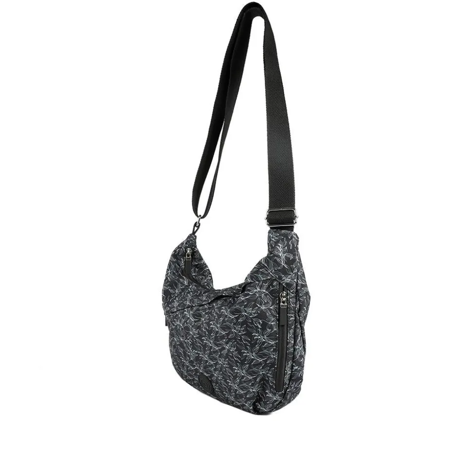 Comfort Cross Body Bag - Black Floral