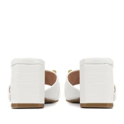 Comfort Heeled Slip-On Mules - White