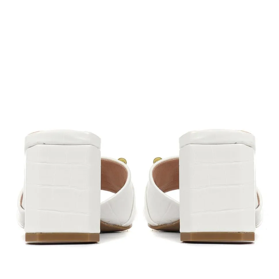 Comfort Heeled Slip-On Mules - White