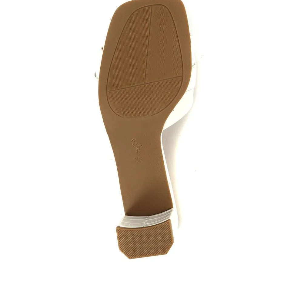 Comfort Heeled Slip-On Mules - White