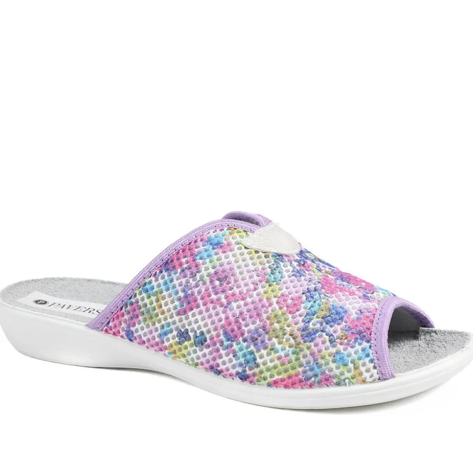 Comfort Slip On Mule Slippers - Purple Multi