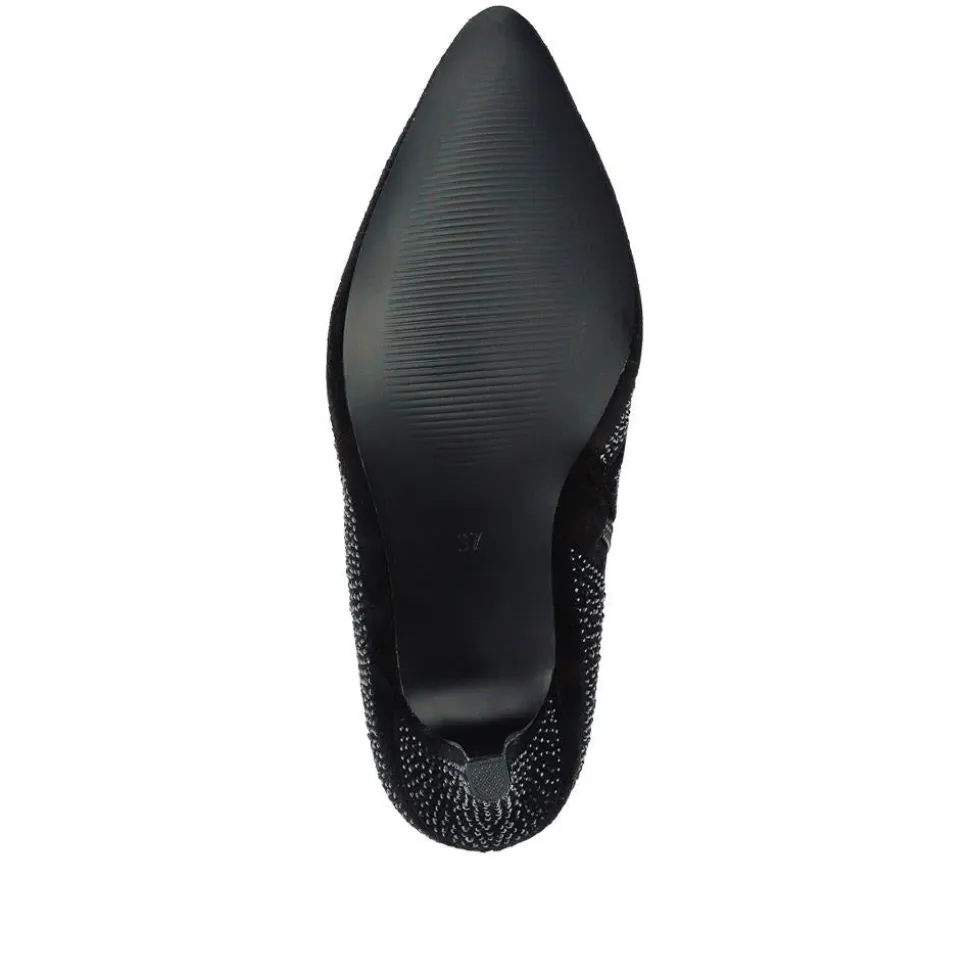 Cone-Heeled Smart Ankle Boots - Black