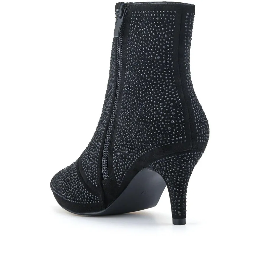 Cone-Heeled Smart Ankle Boots - Black