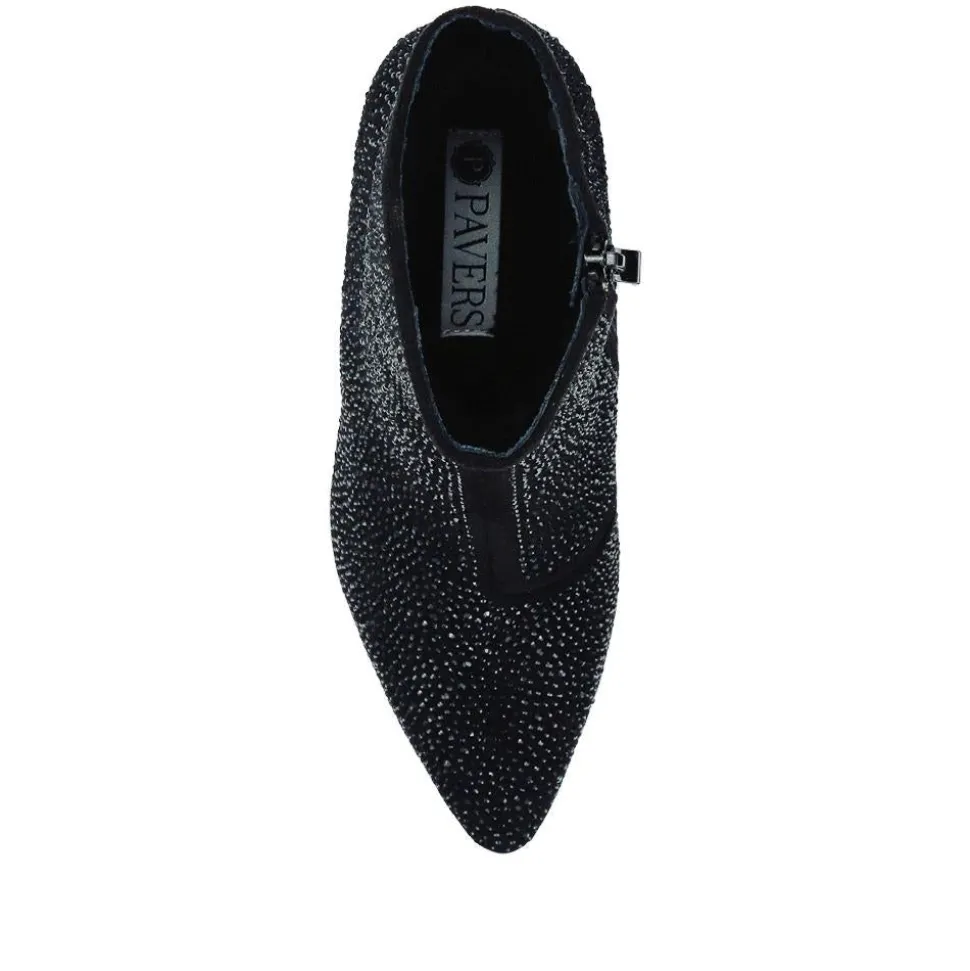 Cone-Heeled Smart Ankle Boots - Black