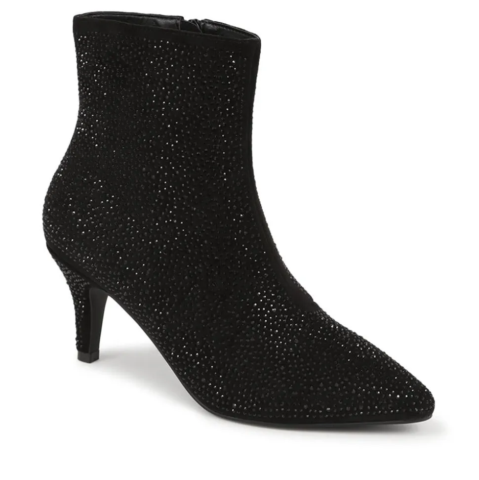 Cone-Heeled Smart Ankle Boots - Black