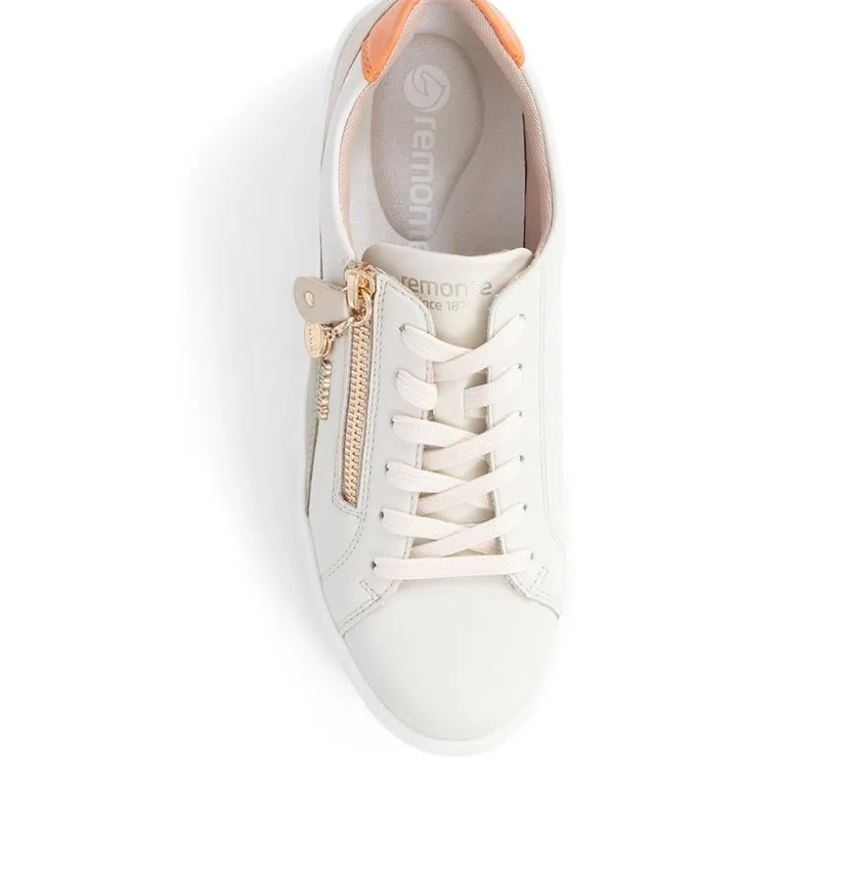 Contrasting Zip Trainers - Beige Multi