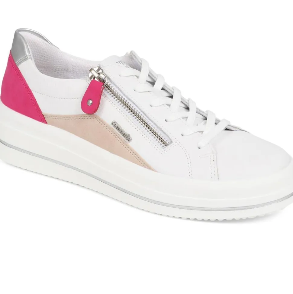 Contrasting Zip Trainers - White Multi