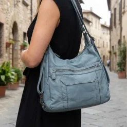Convertible Shoulder Bag Backpack - Light Blue
