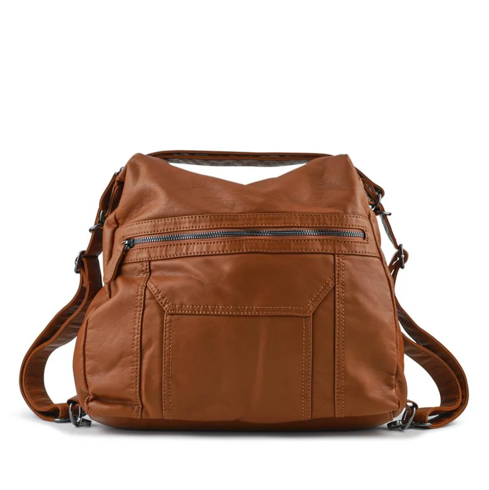 Convertible Shoulder Bag Backpack - Tan