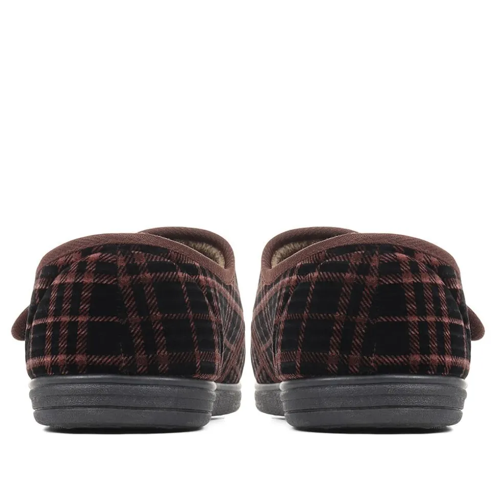 Cosy Tartan Slippers - Brown Multi