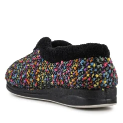 Cosy Wide Fit Memory Foam Slippers - Black Multi