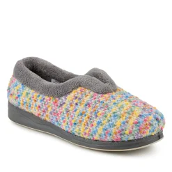 Cosy Wide Fit Memory Foam Slippers - Grey Multi