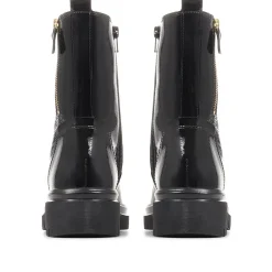 Cottage Patent Combat Boots - Black Patent