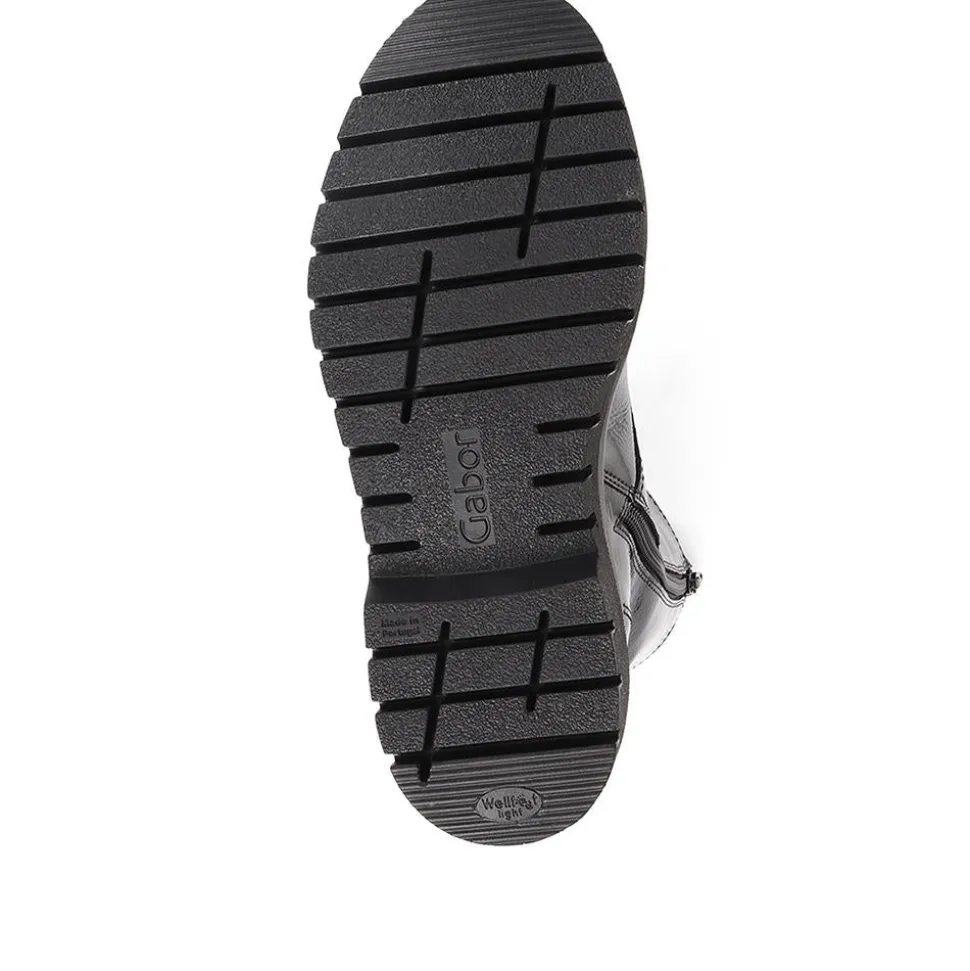 Cottage Patent Combat Boots - Black Patent