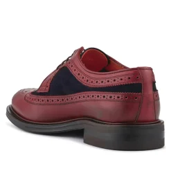 Coventry Smart Blake Stitched Leather Brogues - Burgundy-Navy