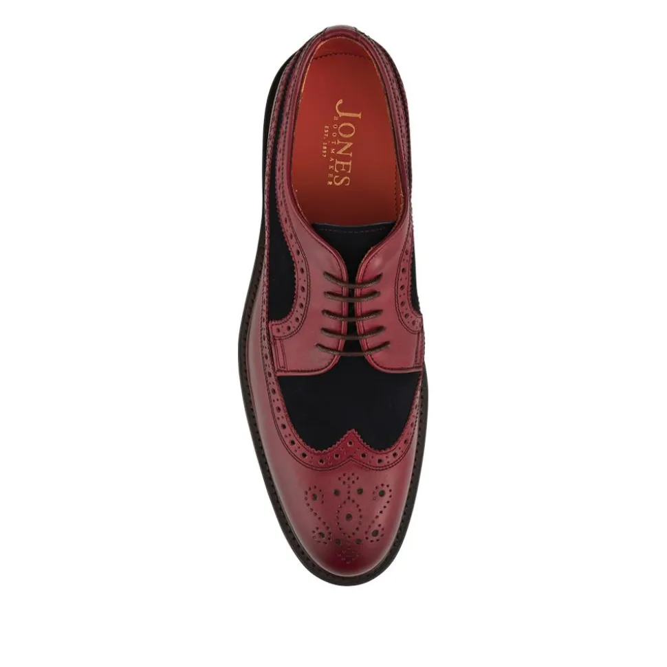Coventry Smart Blake Stitched Leather Brogues - Burgundy-Navy