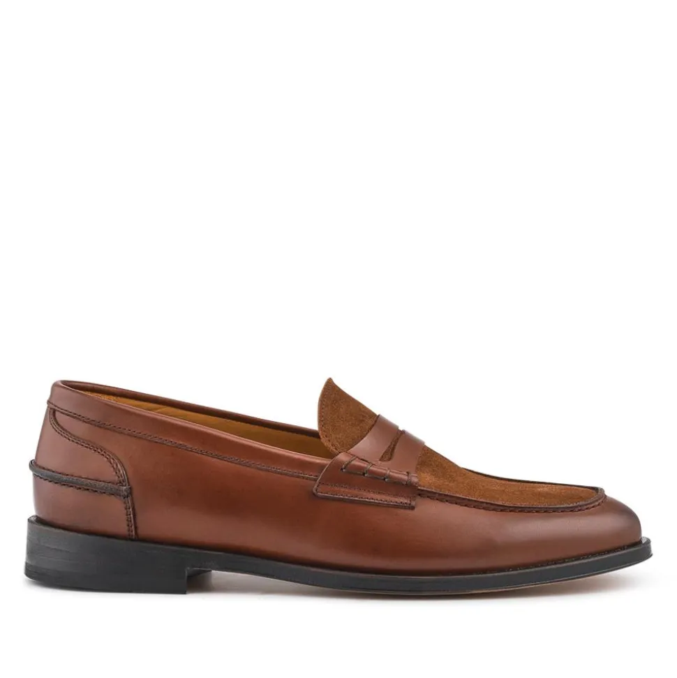 Creed Smart Blake Stitched Leather Penny Loafers - Brown Multi