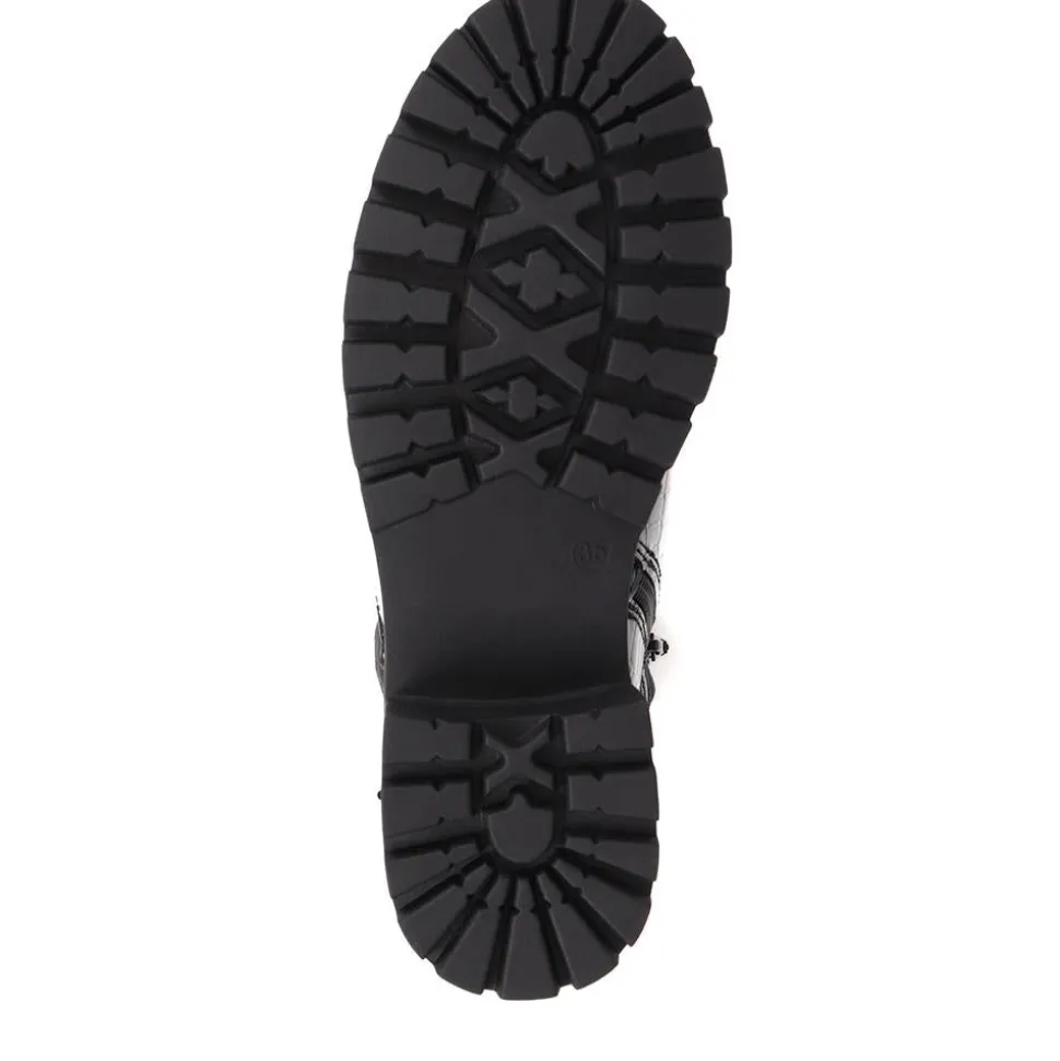 Croc Patent Ankle Boots - Black Croc