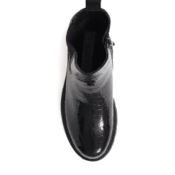 Croc Patent Ankle Boots - Black Croc