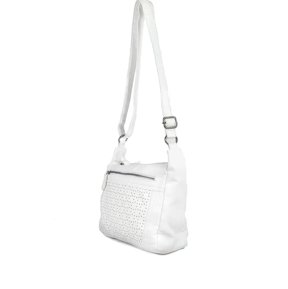 Crossbody Bag with Zip Pocket - White