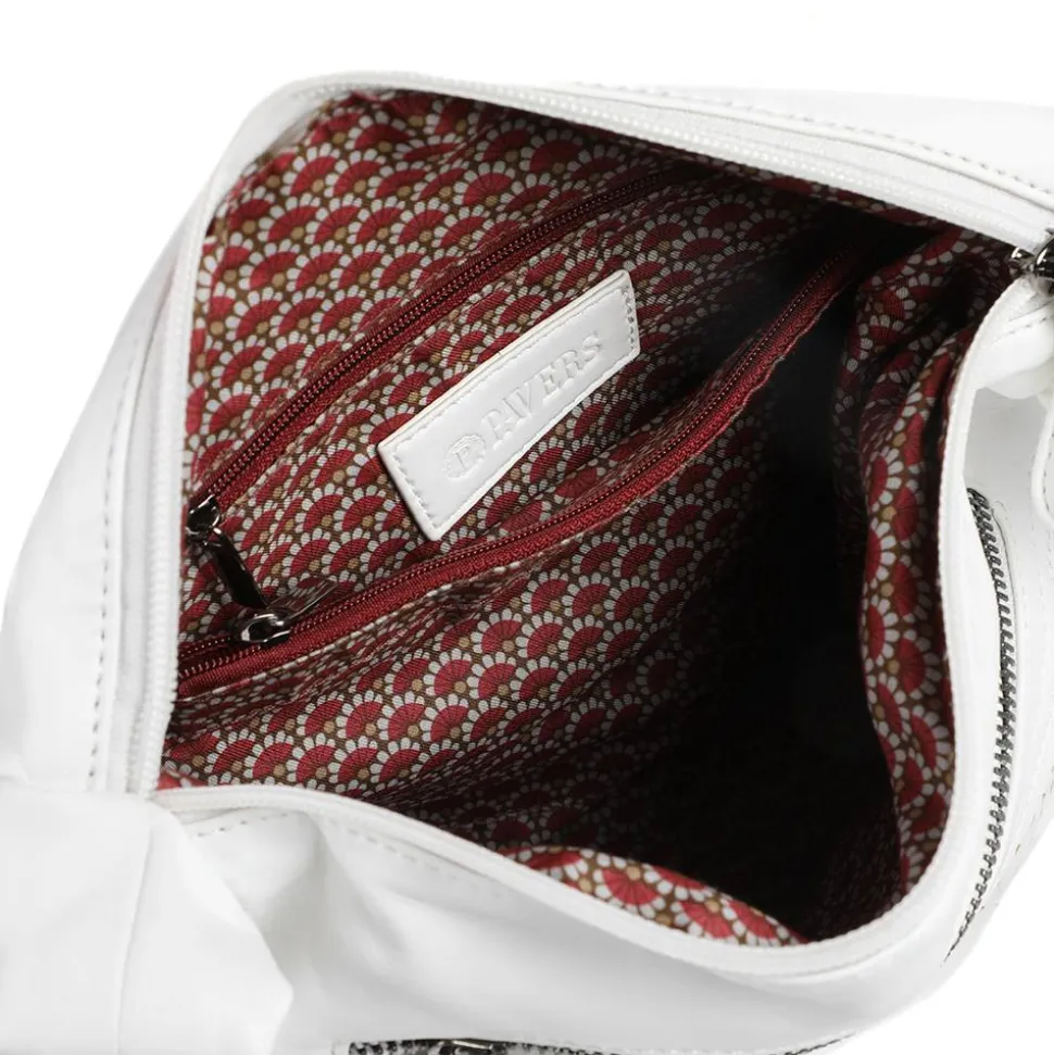 Crossbody Bag with Zip Pocket - White