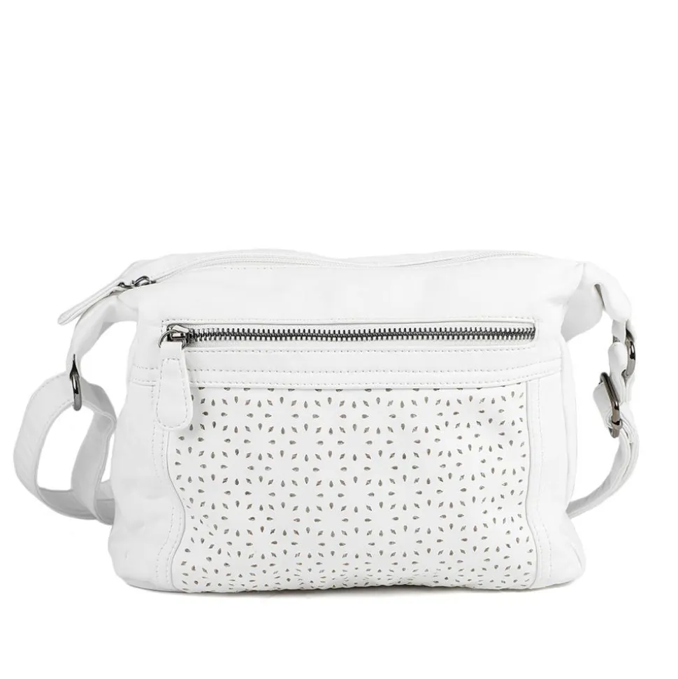 Crossbody Bag with Zip Pocket - White