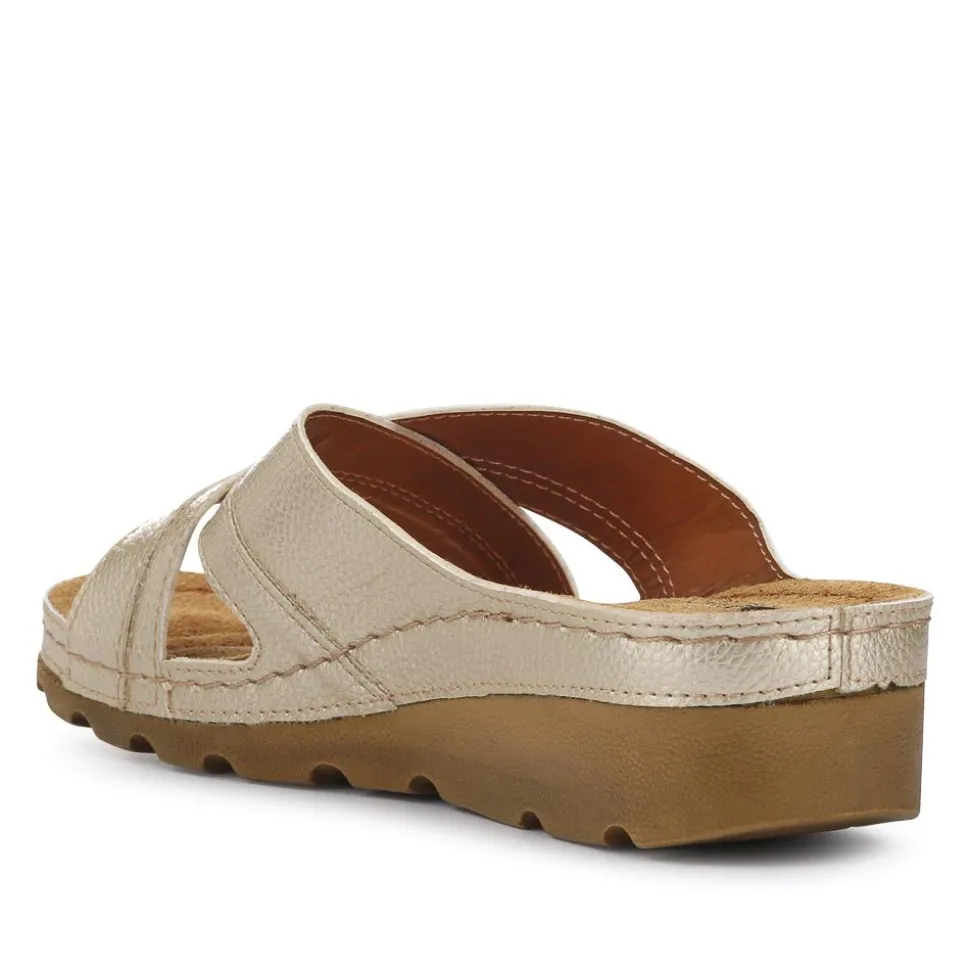 Crossover Mule Sandals - Soft Gold