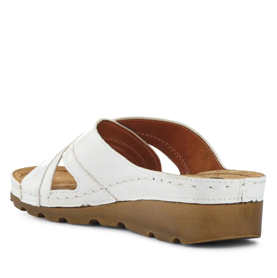 Crossover Mule Sandals - White