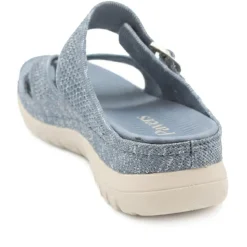 Cross Strap Toe Post Sandals - Denim