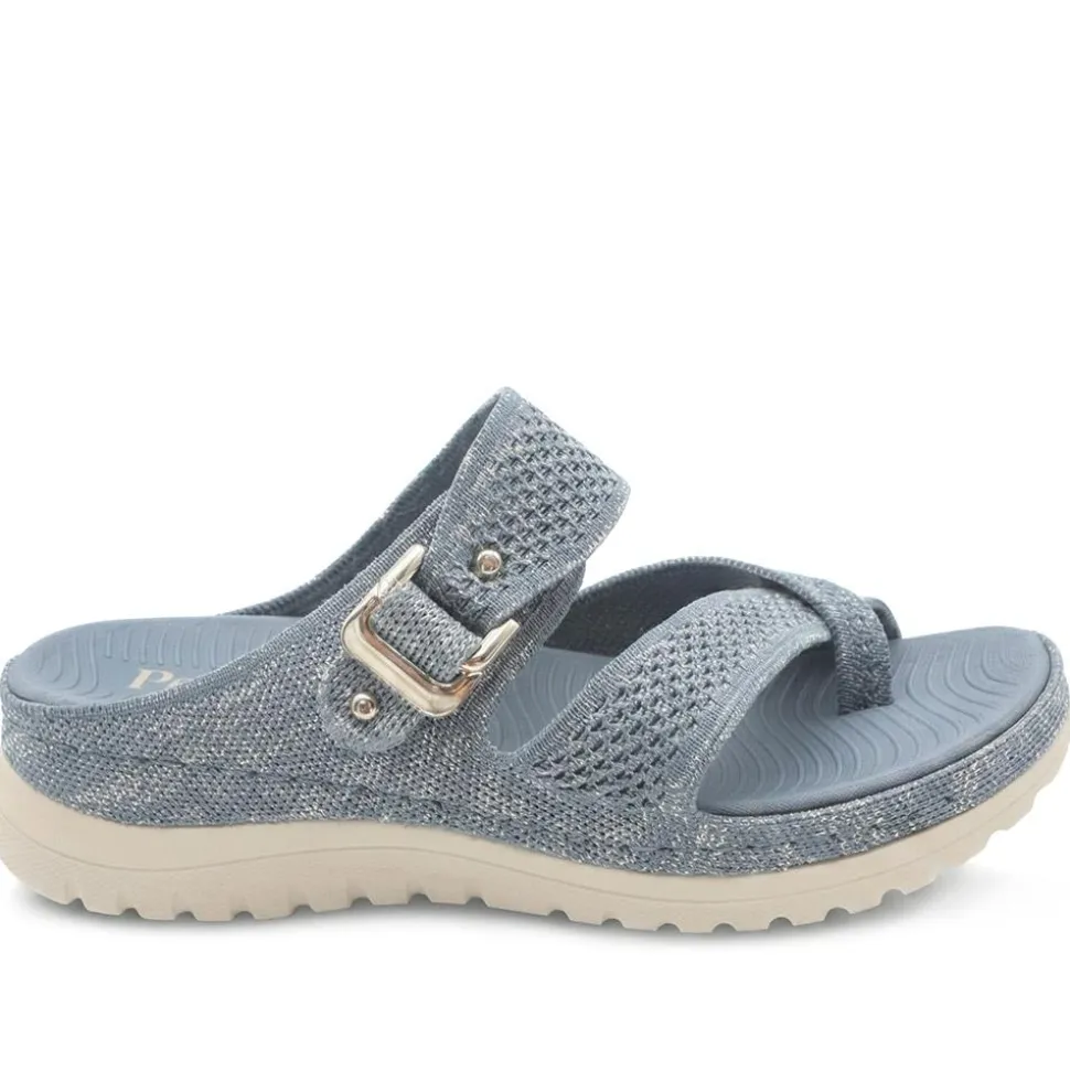 Cross Strap Toe Post Sandals - Denim