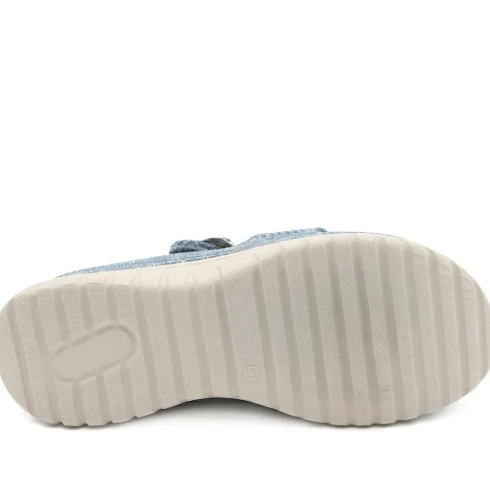 Cross Strap Toe Post Sandals - Denim