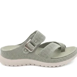 Cross Strap Toe Post Sandals - Khaki