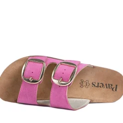 Cushioned Buckled Slip On Sandals - Fuschia